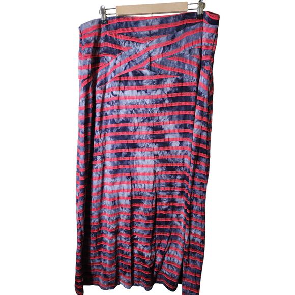 ONE WORLD Red Gray Striped Criss-Cross Boho Hippie Knit Maxi Skirt SZ 2X - Picture 1 of 9